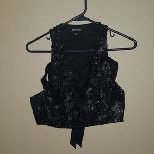 Black bebe tuxedo vest.